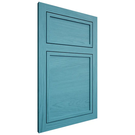 Shiloh Cabinetry Flush Inset Napa Horizontal Alder Plain Cut Aqua Door