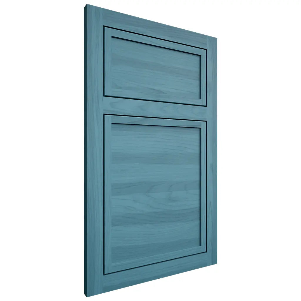Shiloh Cabinetry Flush Inset Napa Horizontal Hickory Plain Cut Aqua Door