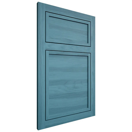 Shiloh Cabinetry Flush Inset Napa Horizontal Hickory Plain Cut Aqua Door