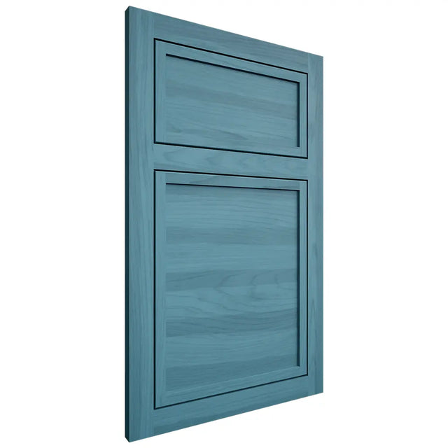 Shiloh Cabinetry Flush Inset Napa Horizontal Hickory Plain Cut Aqua Door