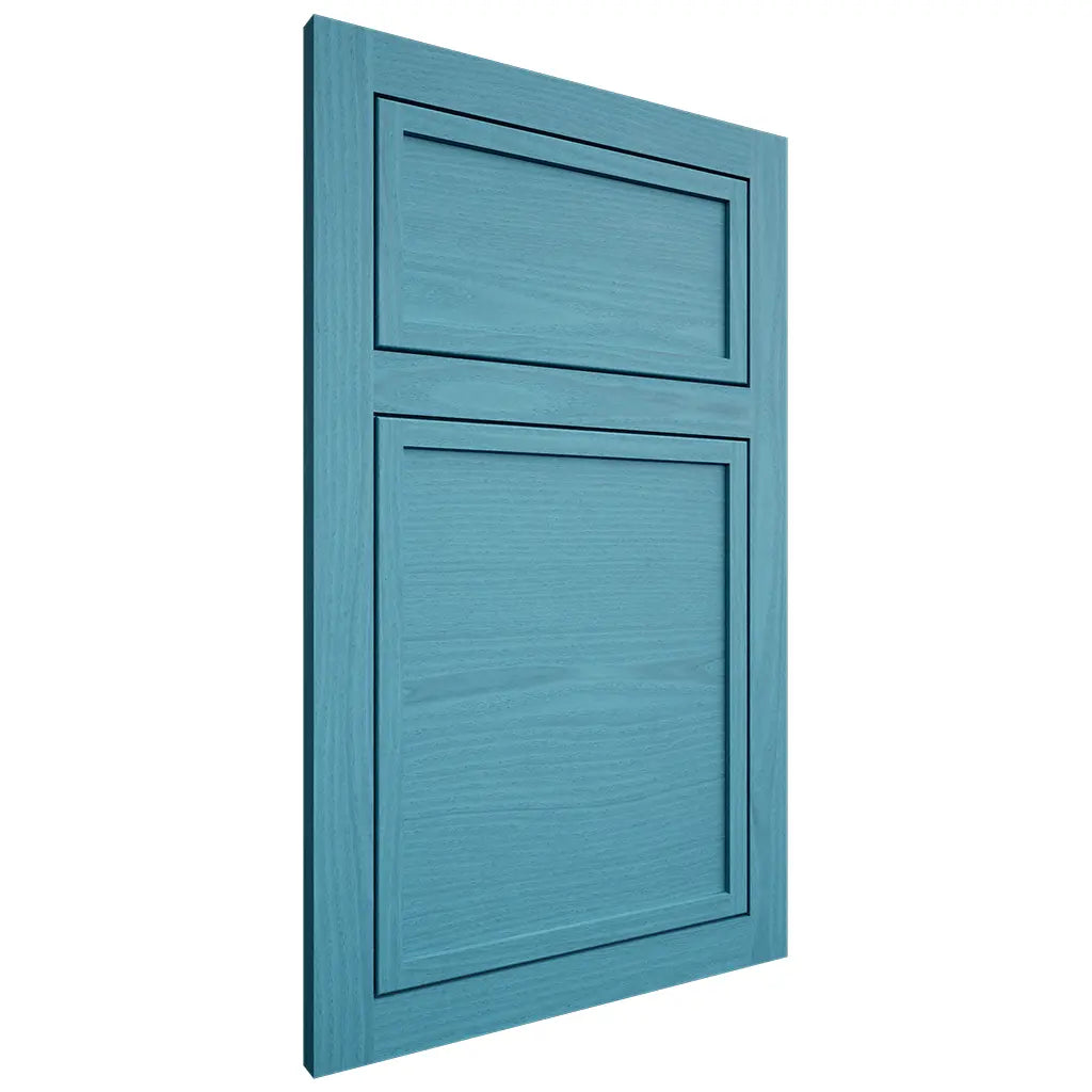 Shiloh Cabinetry Flush Inset Napa Horizontal White Oak Plain Cut Aqua Door