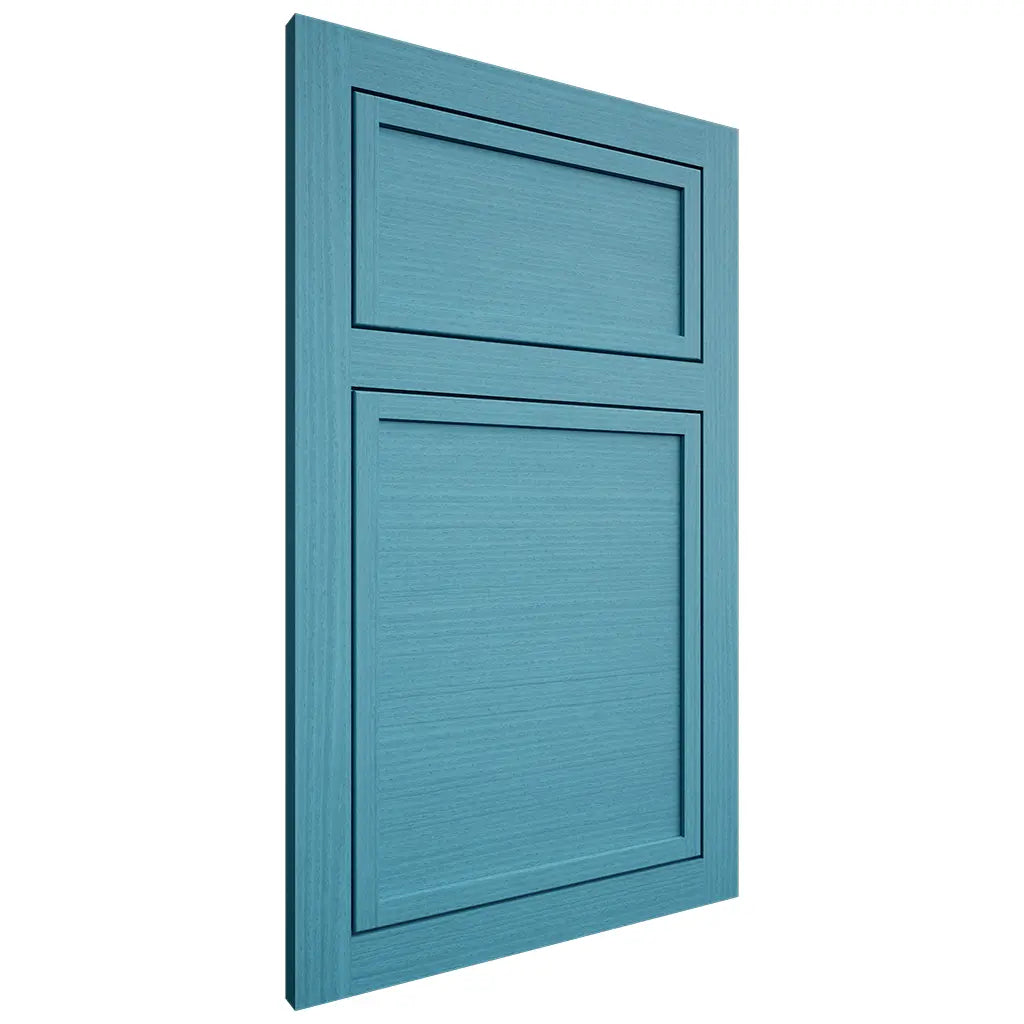 Shiloh Cabinetry Flush Inset Napa Horizontal White Oak Rift Cut Aqua Door