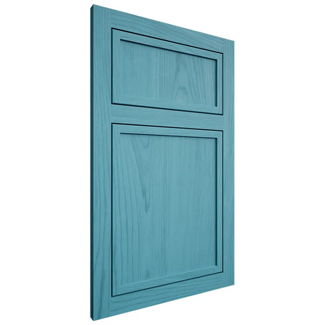 Shiloh Cabinetry Flush Inset Napa Vertical Alder Plain Cut Aqua Door