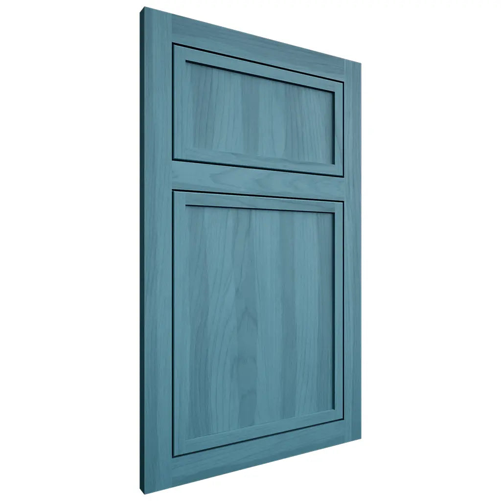 Shiloh Cabinetry Flush Inset Napa Vertical Hickory Plain Cut Aqua Door