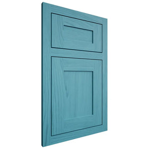 Shiloh Cabinetry Flush Inset New Haven Alder Plain Cut Aqua Door