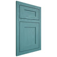 Shiloh Cabinetry Flush Inset New Haven Red Oak Plain Cut Aqua Door