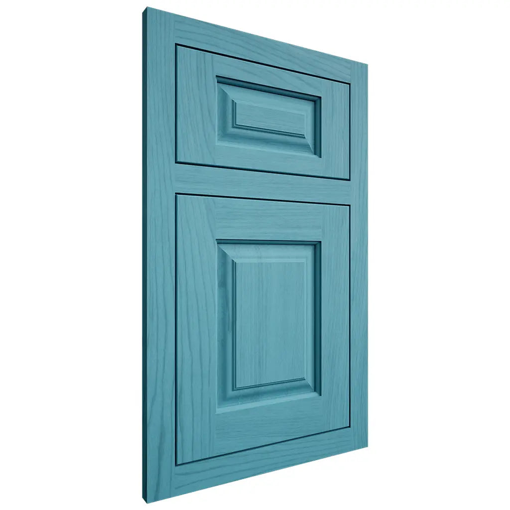 Shiloh Cabinetry Flush Inset Oxford Alder Plain Cut Aqua Door