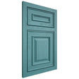 Shiloh Cabinetry Flush Inset Portland Red Oak Plain Cut Aqua Door
