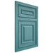 Shiloh Cabinetry Flush Inset Portland Red Oak Plain Cut Aqua Door
