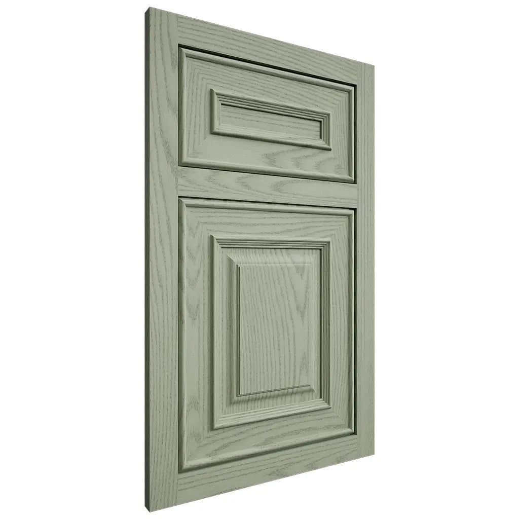 Shiloh Cabinetry Flush Inset Portland Red Oak Plain Cut Moss Door
