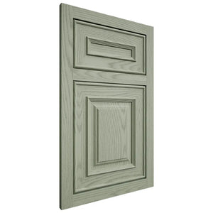 Shiloh Cabinetry Flush Inset Portland Red Oak Plain Cut Moss Door