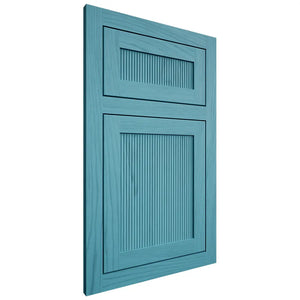 Shiloh Cabinetry Flush Inset Reeded Malibu Alder Plain Cut Aqua Door