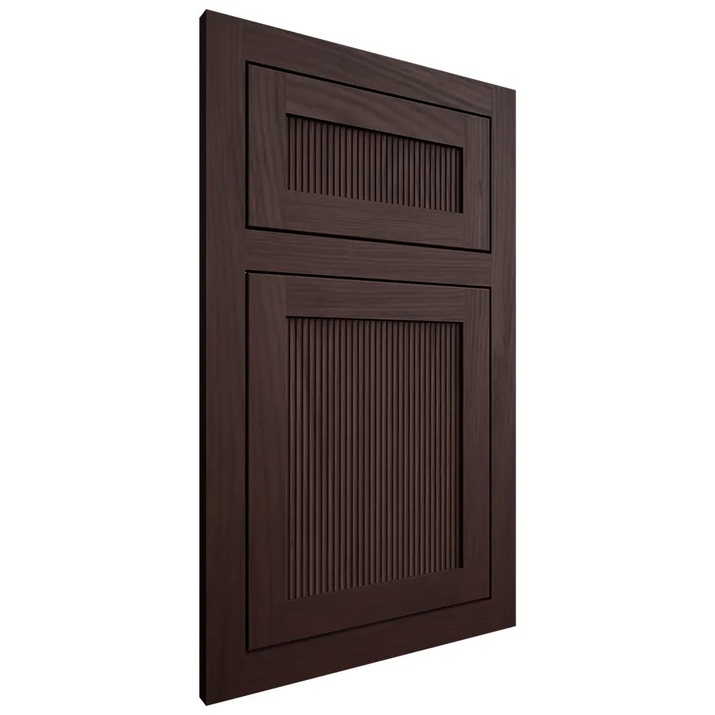 Shiloh Cabinetry Flush Inset Reeded Malibu Alder Plain Cut Bistre Door