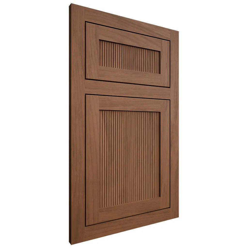 Shiloh Cabinetry Flush Inset Reeded Malibu Alder Plain Cut Cola Door