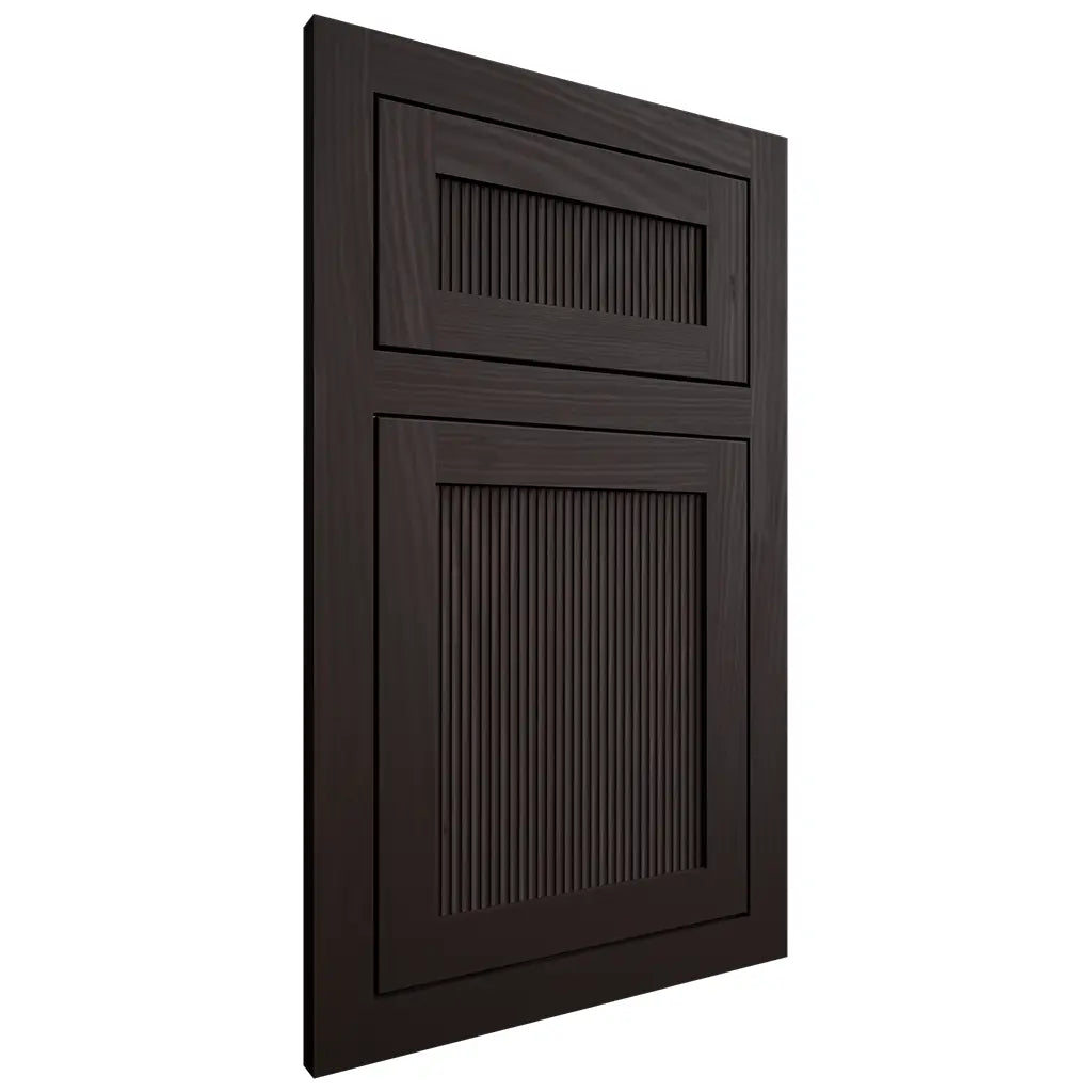 Shiloh Cabinetry Flush Inset Reeded Malibu Alder Plain Cut Espresso Door
