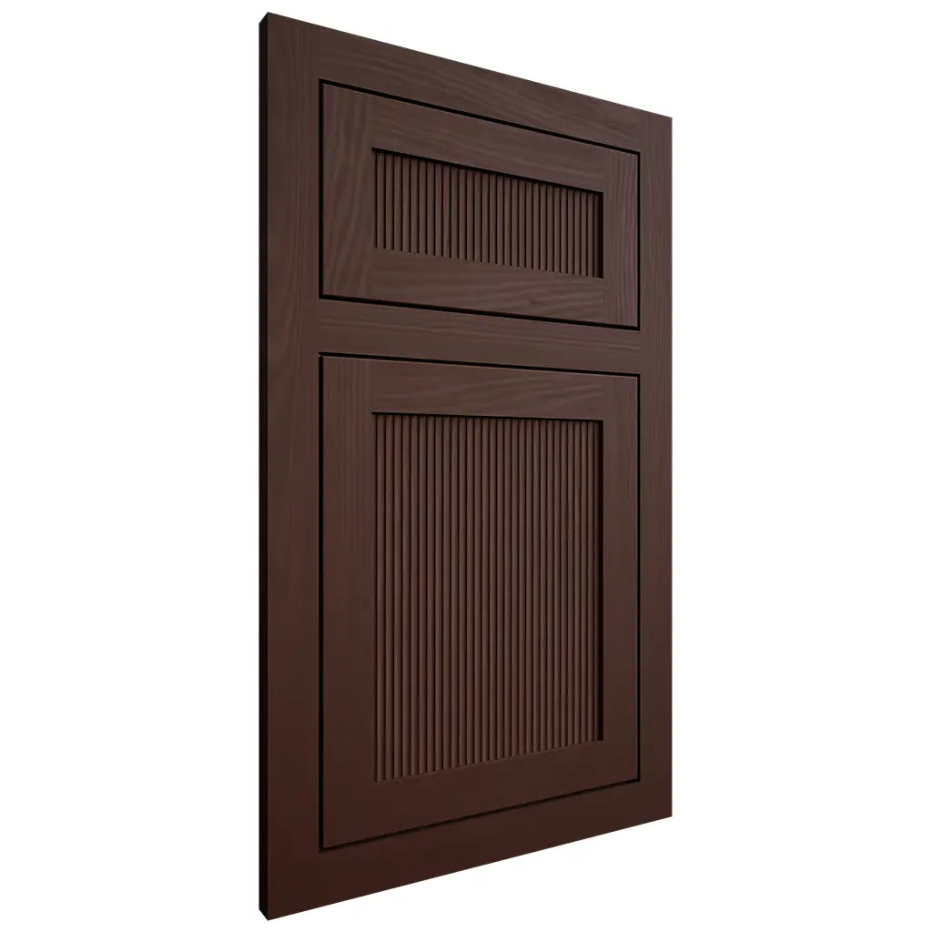 Shiloh Cabinetry Flush Inset Reeded Malibu Alder Plain Cut Umber Door