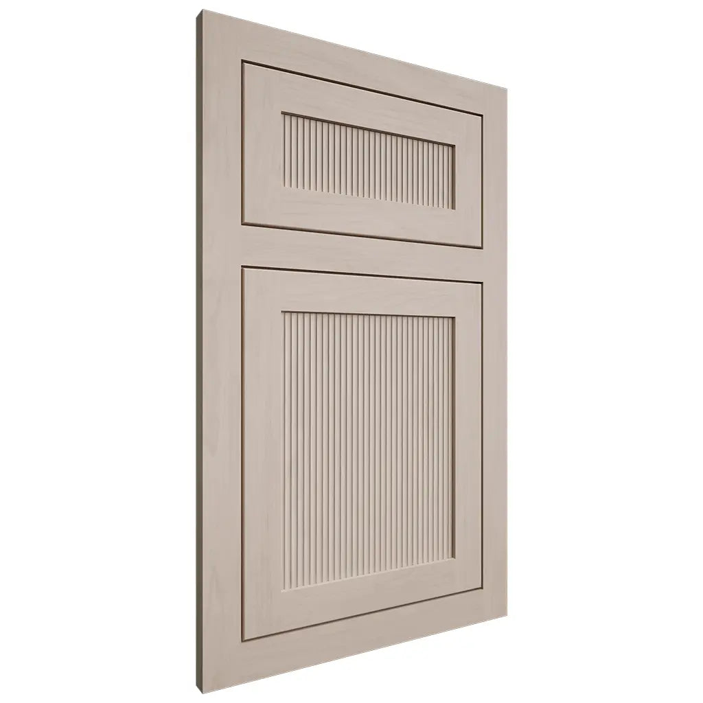 Shiloh Cabinetry Flush Inset Reeded Malibu Alder Plain Cut White Sands Door