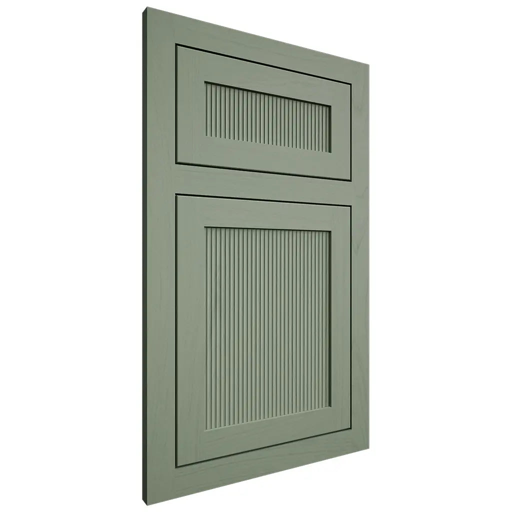 Shiloh Cabinetry Flush Inset Reeded Malibu Poplar Plain Cut Moss Door