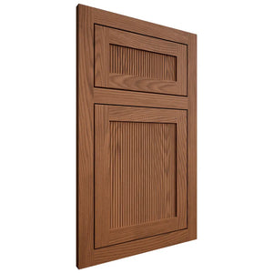 Shiloh Cabinetry Flush Inset Reeded Malibu Red Oak Plain Cut Braun Door