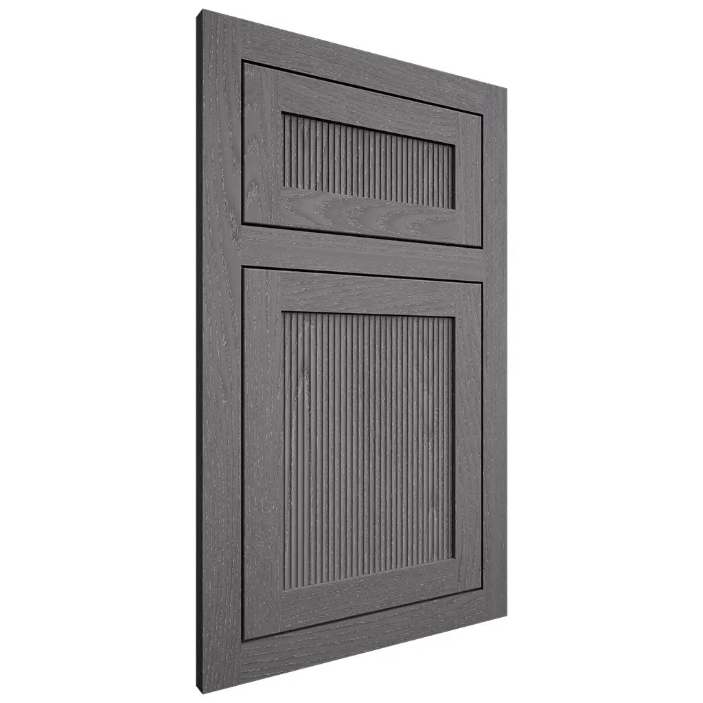Shiloh Cabinetry Flush Inset Reeded Malibu Red Oak Plain Cut Cadet Door
