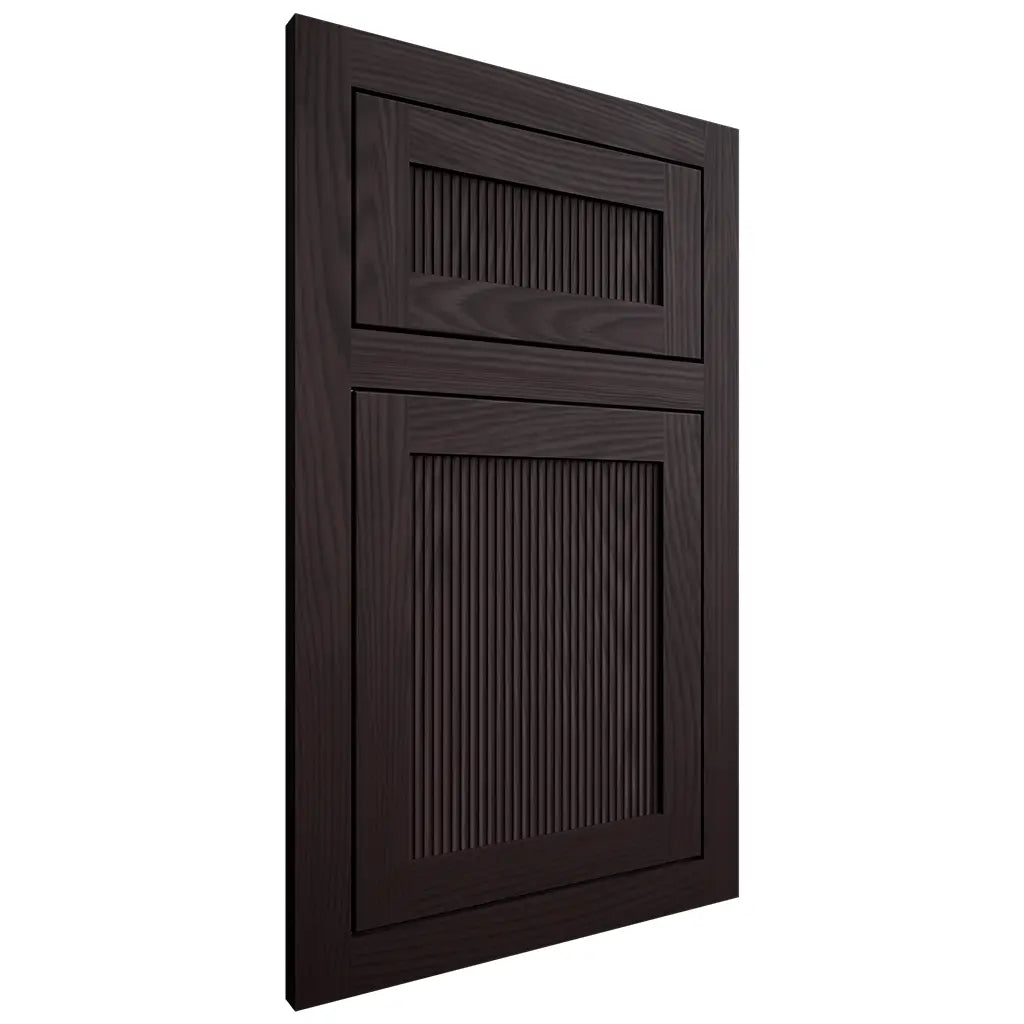 Shiloh Cabinetry Flush Inset Reeded Malibu Red Oak Plain Cut Espresso Door