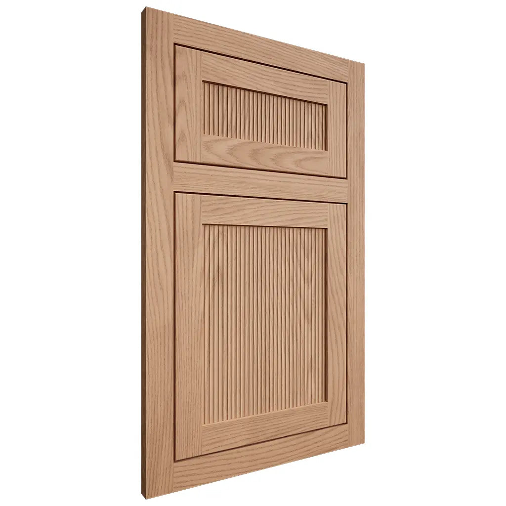 Shiloh Cabinetry Flush Inset Reeded Malibu Red Oak Plain Cut Natural Door