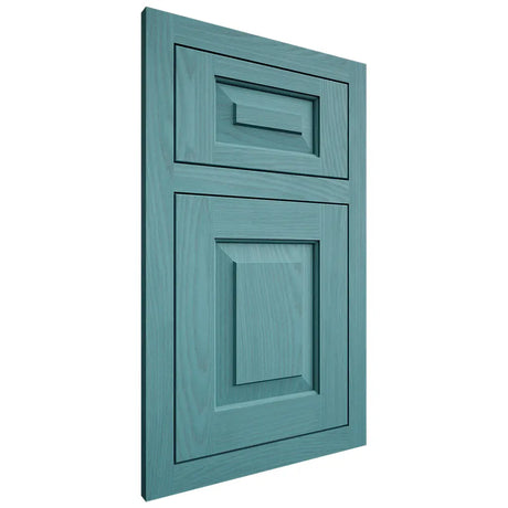 Shiloh Cabinetry Flush Inset Richmond Red Oak Plain Cut Aqua Door
