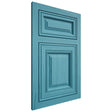 Shiloh Cabinetry Flush Inset Savannah Alder Plain Cut Aqua Door