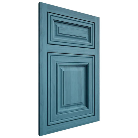 Shiloh Cabinetry Flush Inset Savannah Hickory Plain Cut Aqua Door