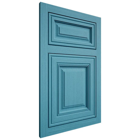 Shiloh Cabinetry Flush Inset Savannah White Oak Rift Cut Aqua Door