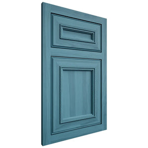 Shiloh Cabinetry Flush Inset Shelby Hickory Plain Cut Aqua Door