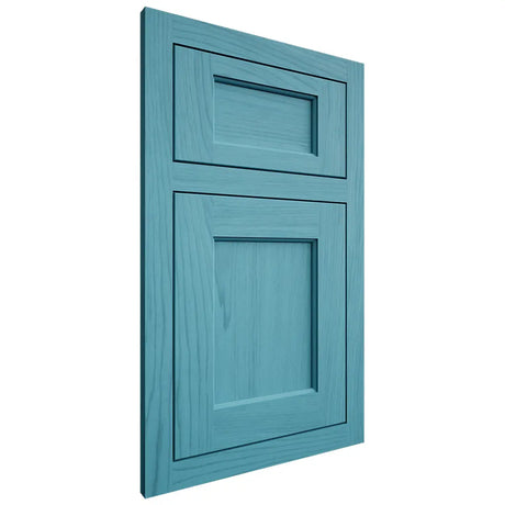 Shiloh Cabinetry Flush Inset Square Flat Alder Plain Cut Aqua Door