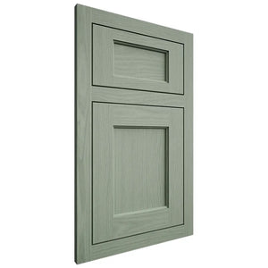 Shiloh Cabinetry Flush Inset Square Flat White Oak Plain Cut Moss Door