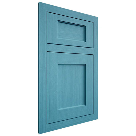 Shiloh Cabinetry Flush Inset Square Flat White Oak Rift Cut Aqua Door
