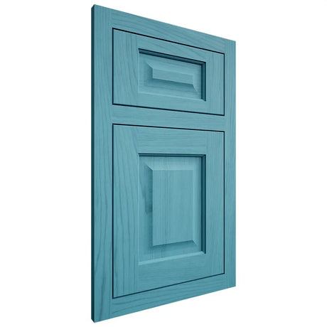 Shiloh Cabinetry Flush Inset Square Raised Alder Plain Cut Aqua Door