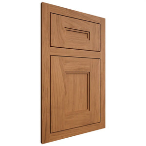 Shiloh Cabinetry Flush Inset Tahoe Alder Plain Cut Caramel Door