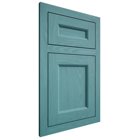 Shiloh Cabinetry Flush Inset Ward Red Oak Plain Cut Aqua Door