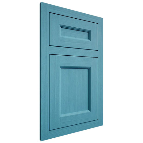 Shiloh Cabinetry Flush Inset Ward White Oak Rift Cut Aqua Door