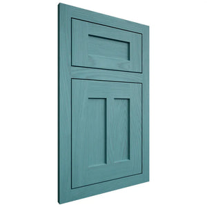 Shiloh Cabinetry Flush Inset Wilmington Red Oak Plain Cut Aqua Door