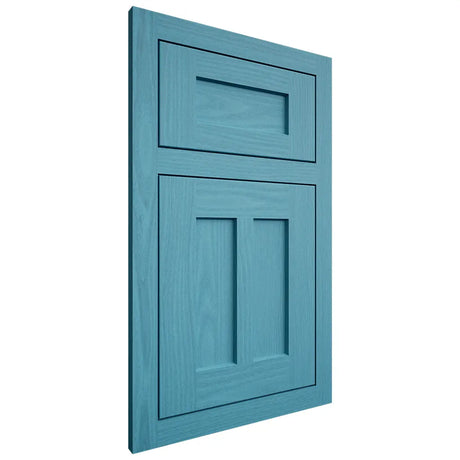 Shiloh Cabinetry Flush Inset Wilmington White Oak Plain Cut Aqua Door