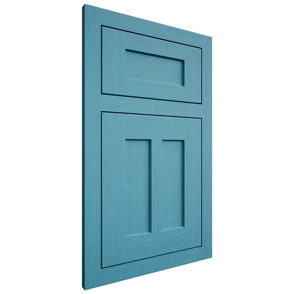 Shiloh Cabinetry Flush Inset Wilmington White Oak Quarter Sawn Aqua Door