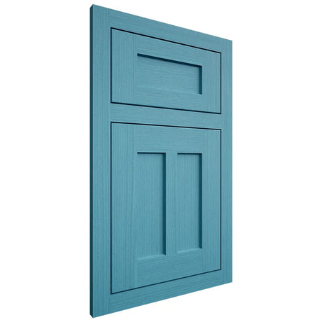 Shiloh Cabinetry Flush Inset Wilmington White Oak Rift Cut Aqua Door