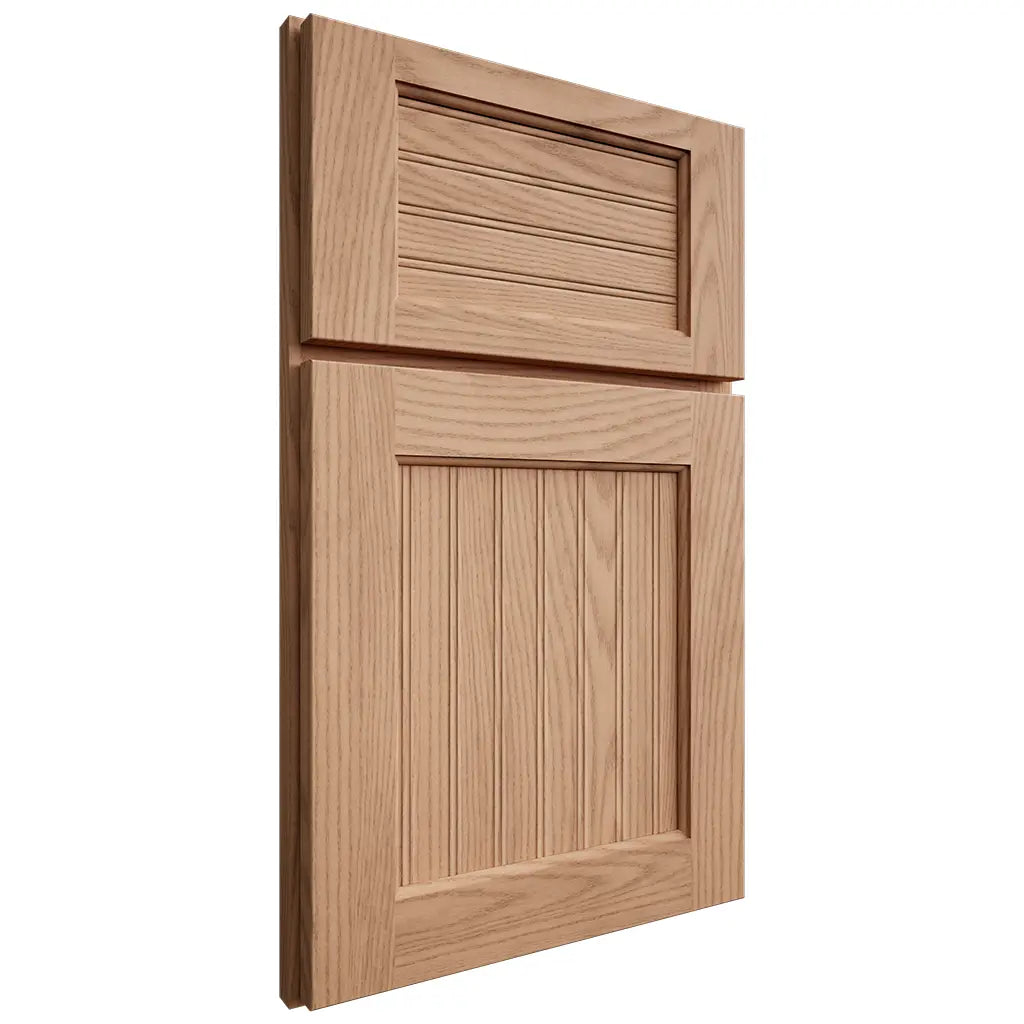 Shiloh Cabinetry Full Overlay Beaded Century Red Oak Plain Cut Natural Door