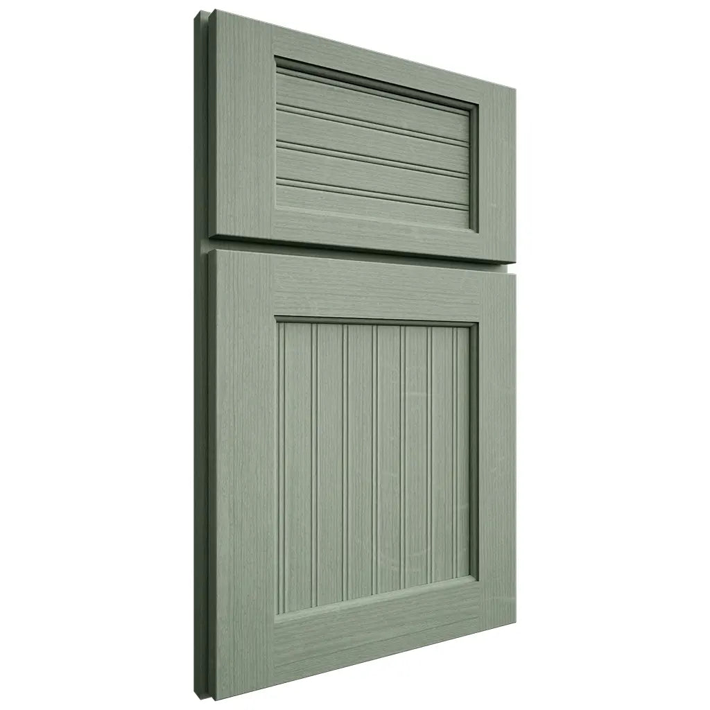 Shiloh Cabinetry Full Overlay Beaded Century White Oak Quarter Sawn Moss Door