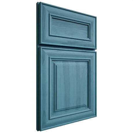 Shiloh Cabinetry Full Overlay Bradford Hickory Plain Cut Aqua Door