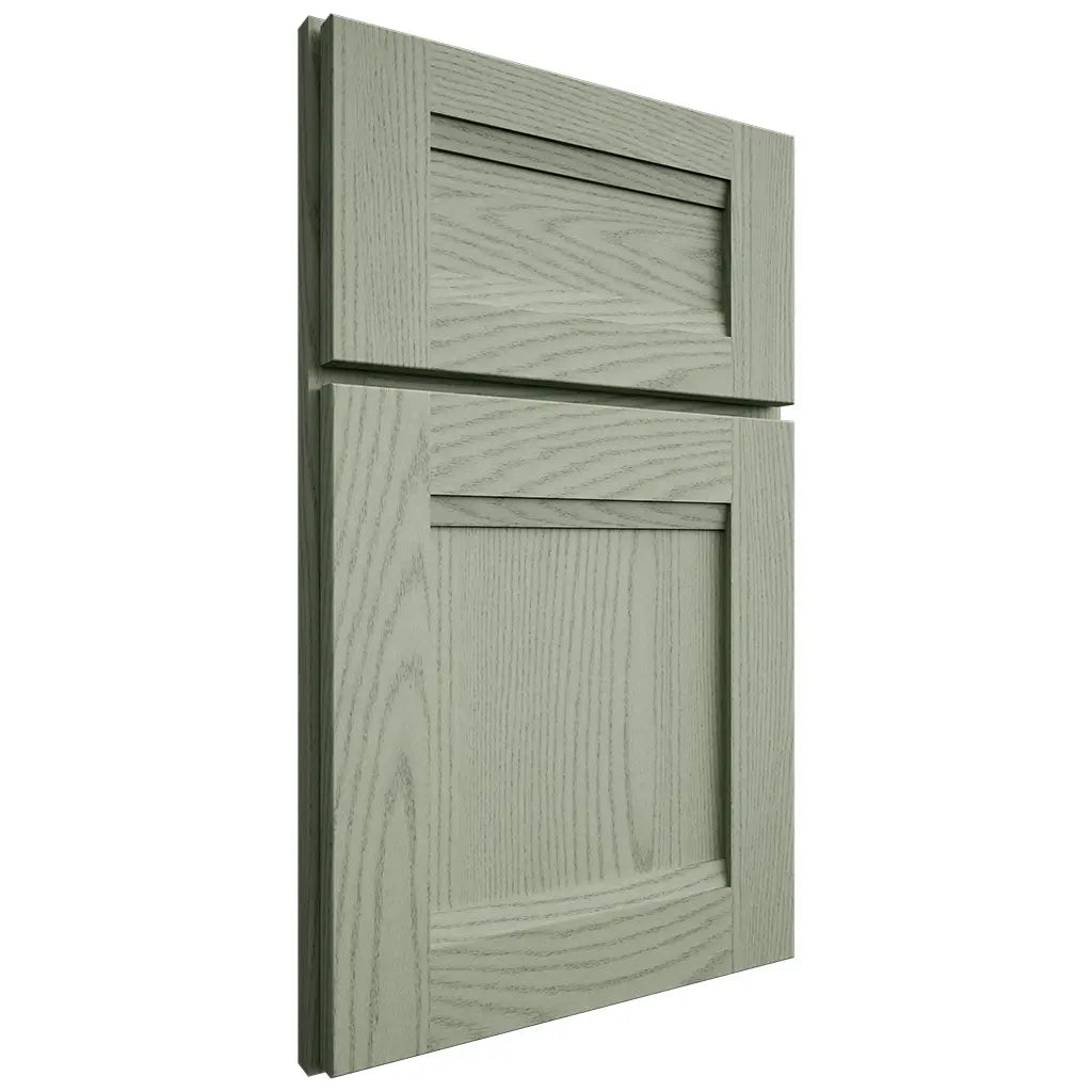 Shiloh Cabinetry Full Overlay Bristol Red Oak Plain Cut Moss Door