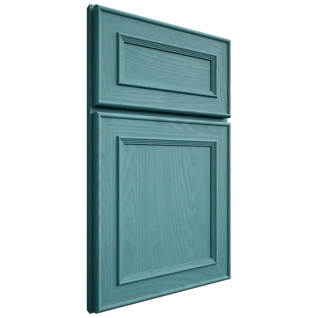 Shiloh Cabinetry Full Overlay Dalton Red Oak Plain Cut Aqua Door