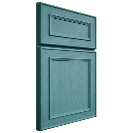 Shiloh Cabinetry Full Overlay Dalton Red Oak Plain Cut Aqua Door