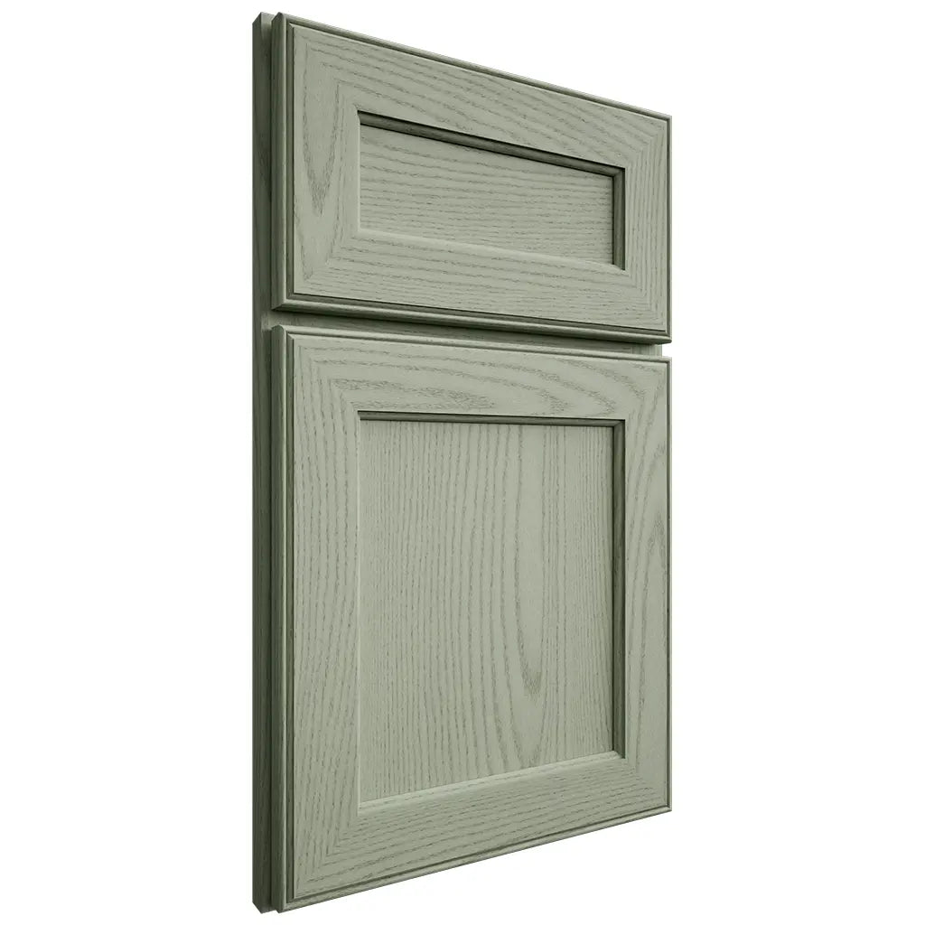 Shiloh Cabinetry Full Overlay Essex Red Oak Plain Cut Moss Door