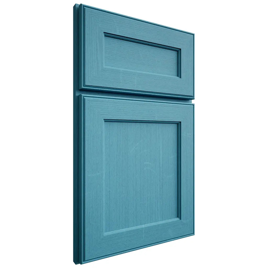 Shiloh Cabinetry Full Overlay Essex White Oak Quarter Sawn Aqua Door